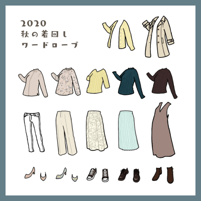 秋の着せ替えワードローブ12着 Picrew
